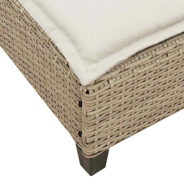 Sonnenliege mit Auflagen Beige 55x200x25,5cm Poly Rattan