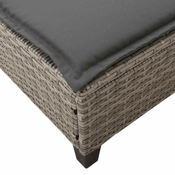 Sonnenliege mit Auflagen Grau 55x200x25,5cm Poly Rattan