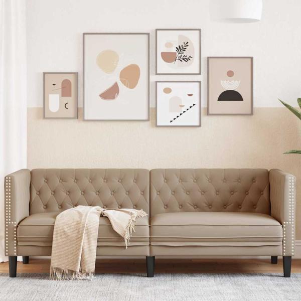 ARDEBO.de - Chesterfield-Sofa 3-Sitzer Cappuccino Kunstleder