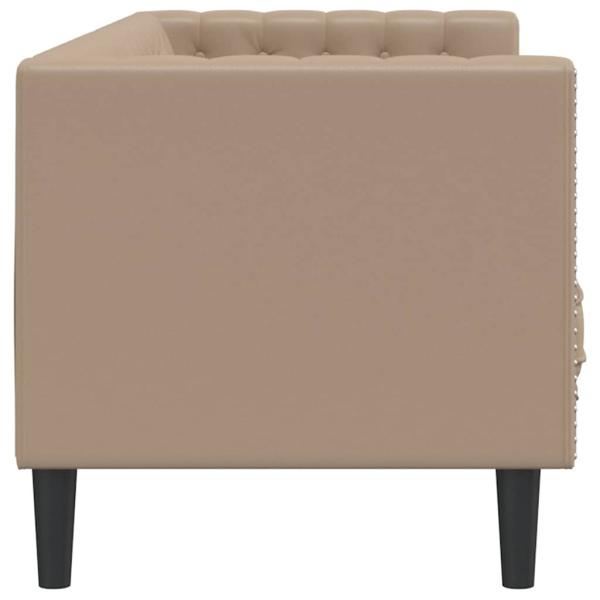 Chesterfield-Sofa 3-Sitzer Cappuccino Kunstleder
