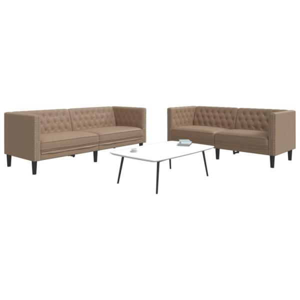 ARDEBO.de - 2-tlg. Chesterfield-Sofa-Set Cappuccino Kunstleder