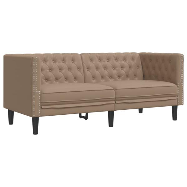 3-tlg. Chesterfield-Sofa-Set Cappuccino Kunstleder