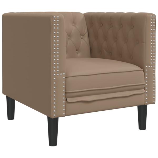 3-tlg. Chesterfield-Sofa-Set Cappuccino Kunstleder