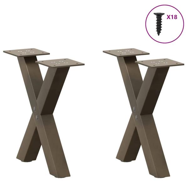 Couchtischbeine X-Form 2 Stk. Naturstahl 30x(30-31) cm Stahl