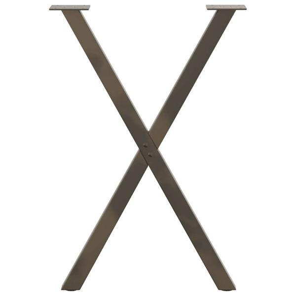 Esstischbeine X-Form 2 Stk. Naturstahl 57x(72-73) cm Stahl