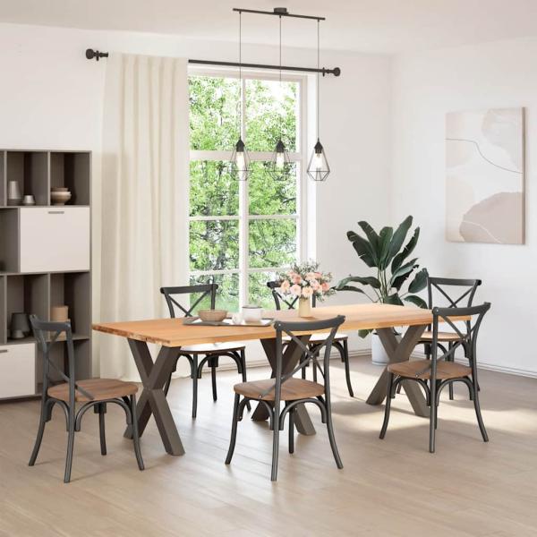 Esstischbeine X-Form 3 Stk. Naturstahl 80x(72-73) cm Stahl