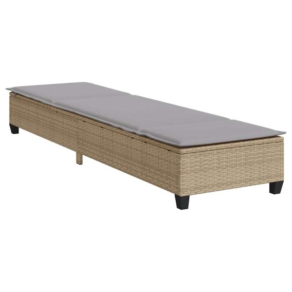 Sonnenliege mit Auflagen Beige 55x200x25,5cm Poly Rattan