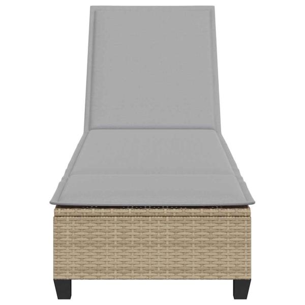 Sonnenliege mit Auflagen Beige 55x200x25,5cm Poly Rattan