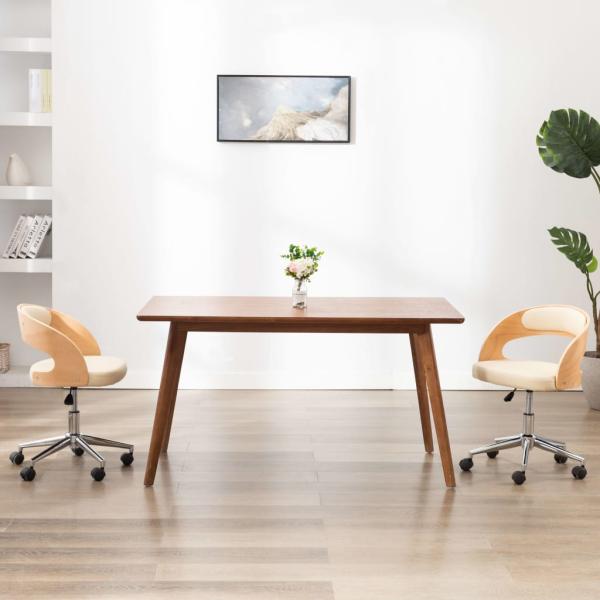 ARDEBO.de - Esszimmerstuhl Drehbar Creme Bugholz und Kunstleder