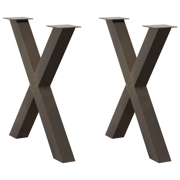 ARDEBO.de - Esstischbeine X-Form 2 Stk. Naturstahl 70x(72-73) cm Stahl