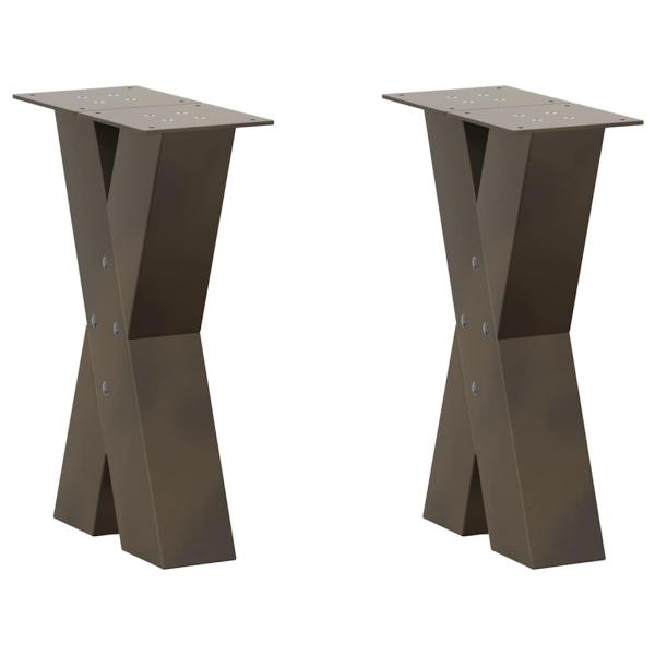 ARDEBO.de - Couchtischbeine X-Form 2 Stk. Naturstahl 28x(42-43) cm Stahl