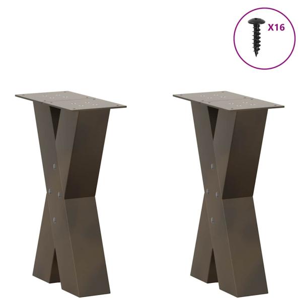Couchtischbeine X-Form 2 Stk. Naturstahl 28x(42-43) cm Stahl