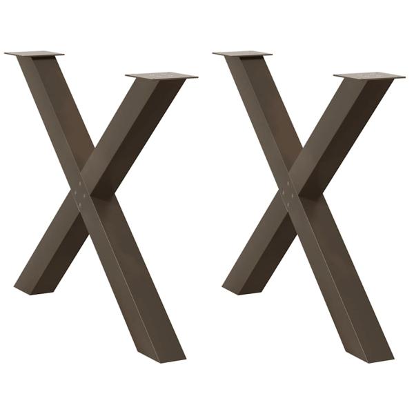 ARDEBO.de - Esstischbeine X-Form 2 Stk. Naturstahl 90x(72-73) cm Stahl
