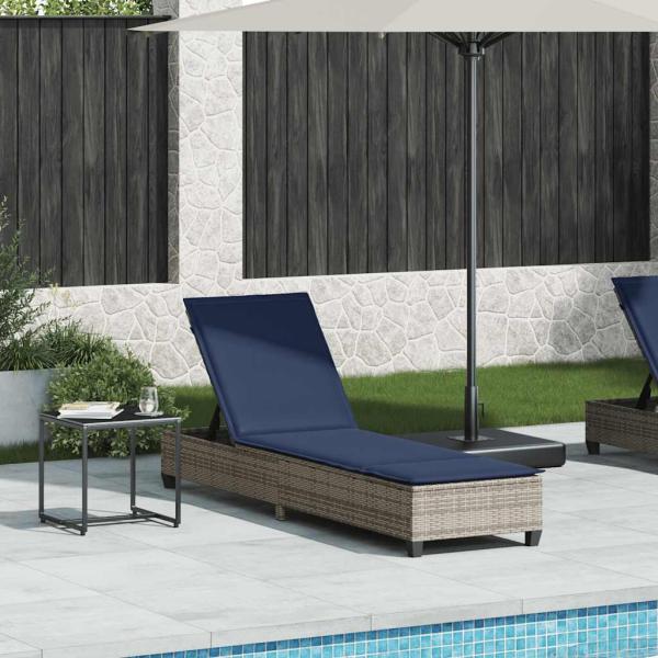 ARDEBO.de - Sonnenliege mit Auflagen Grau 55x200x25,5cm Poly Rattan