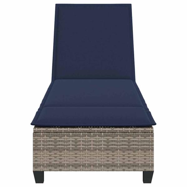 Sonnenliege mit Auflagen Grau 55x200x25,5cm Poly Rattan