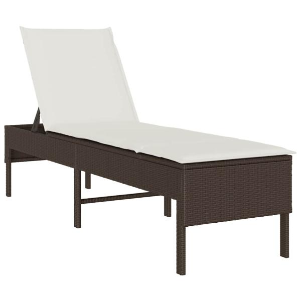 Sonnenliege mit Auflage Braun 55x200x44 cm Poly Rattan