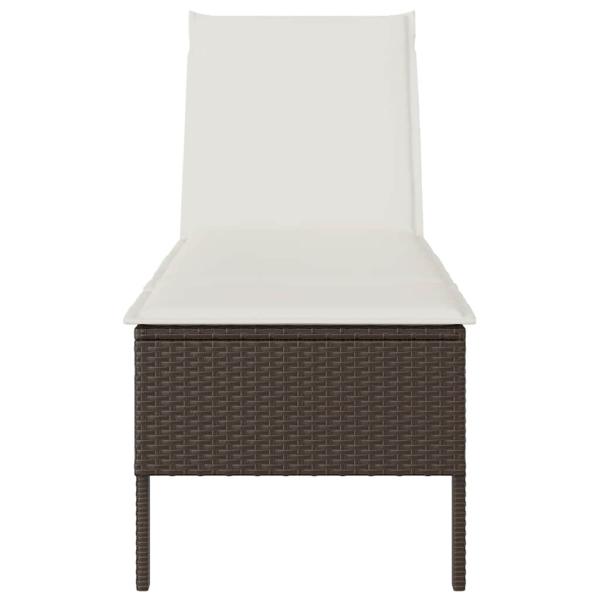 Sonnenliege mit Auflage Braun 55x200x44 cm Poly Rattan