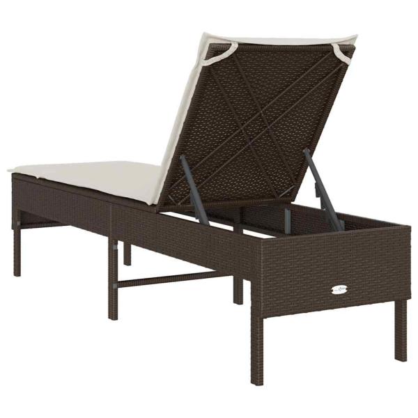 Sonnenliege mit Auflage Braun 55x200x44 cm Poly Rattan