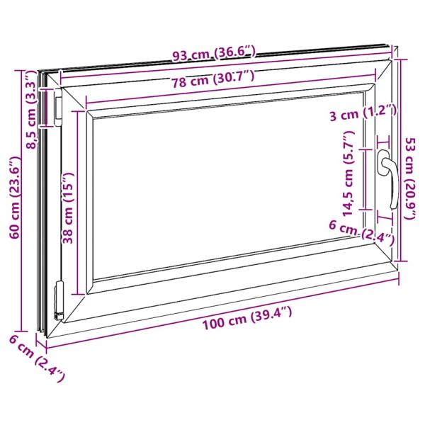 Kellerfenster RISOR 100x60 cm Dreh Kipp DIN Links Weiß