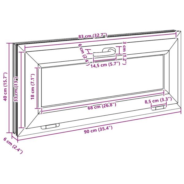 Kellerfenster RISOR 90x40 cm Kipp 3-fach Verglasung Weiß