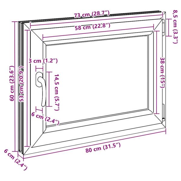 Kellerfenster RISOR 80x60 cm Dreh Kipp DIN Rechts Weiß