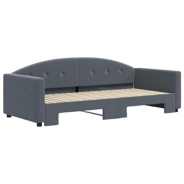 Tagesbett Ausziehbar Dunkelgrau 90x190 cm Samt