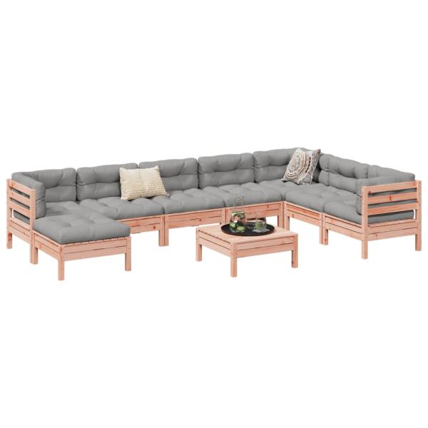 ARDEBO.de - 9-tlg. Garten-Sofagarnitur mit Kissen Massivholz Douglasie
