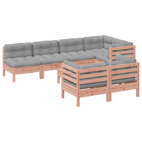 8-tlg. Garten-Sofagarnitur mit Kissen Massivholz Douglasie