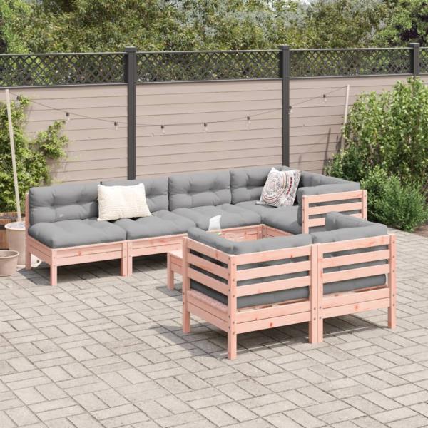8-tlg. Garten-Sofagarnitur mit Kissen Massivholz Douglasie