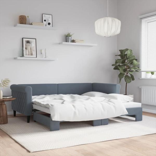 ARDEBO.de - Tagesbett Ausziehbar Dunkelgrau 90x190 cm Samt
