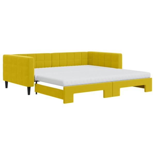 Tagesbett Ausziehbar mit Matratzen Gelb 100x200 cm Samt
