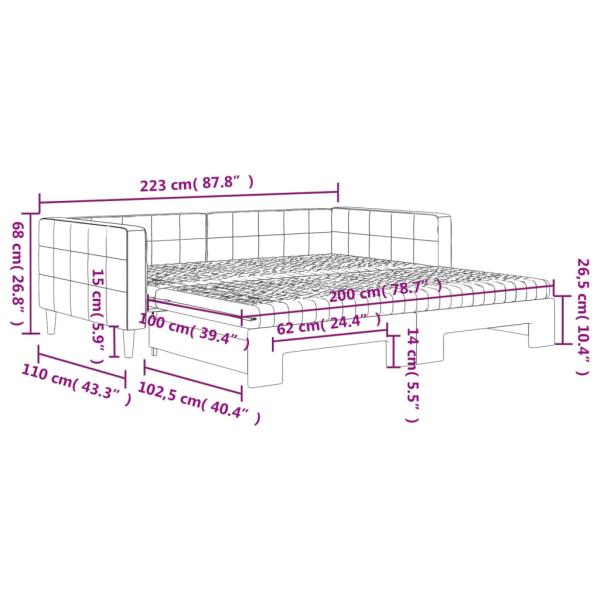 Tagesbett Ausziehbar mit Matratzen Gelb 100x200 cm Samt