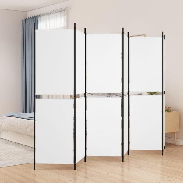 ARDEBO.de - 6-tlg. Paravent Weiß 300x180 cm Stoff