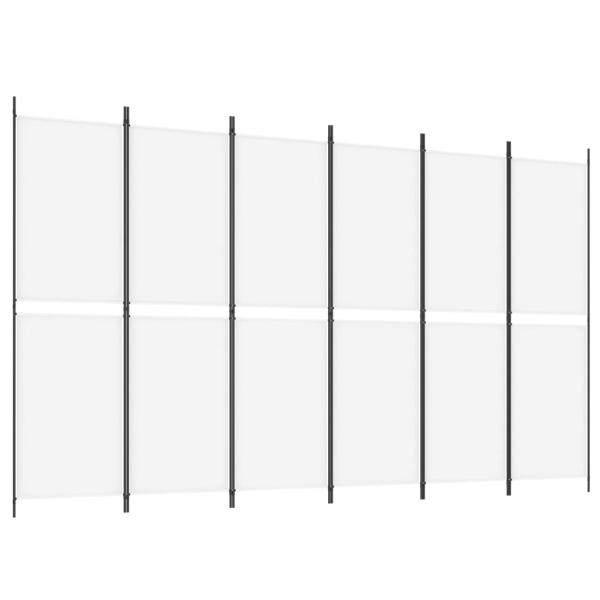 6-tlg. Paravent Weiß 300x180 cm Stoff