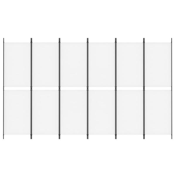 6-tlg. Paravent Weiß 300x180 cm Stoff