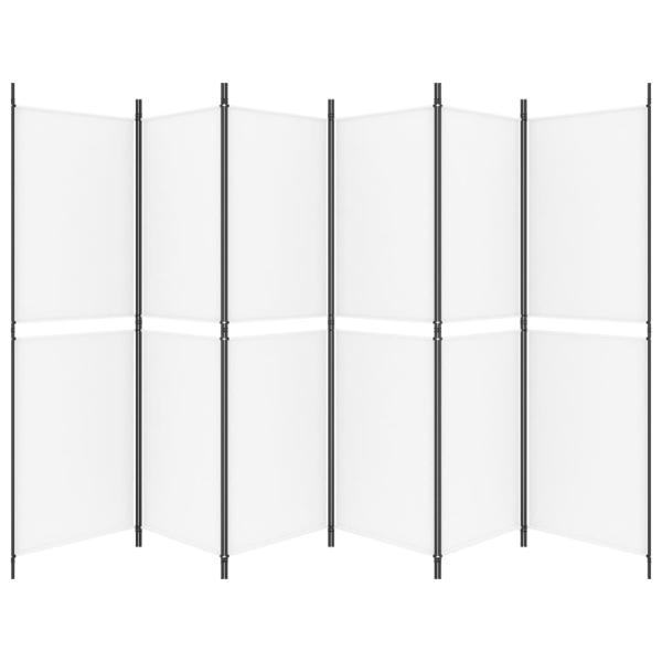 6-tlg. Paravent Weiß 300x180 cm Stoff