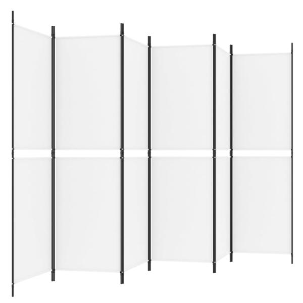 6-tlg. Paravent Weiß 300x180 cm Stoff