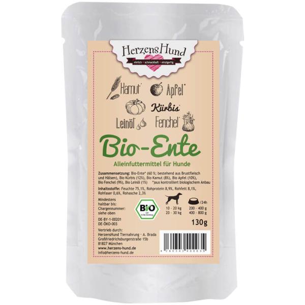 Herzenshund Bio Ente mit Bio Gemüse 130g (Menge: 18 je Bestelleinheit)