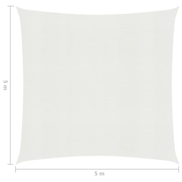 Sonnensegel 160 g/m² Weiß 5x5 m HDPE