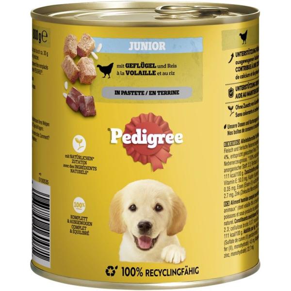 ARDEBO.de Pedigree Dose Junior Geflügel & Reis Pastete 800g