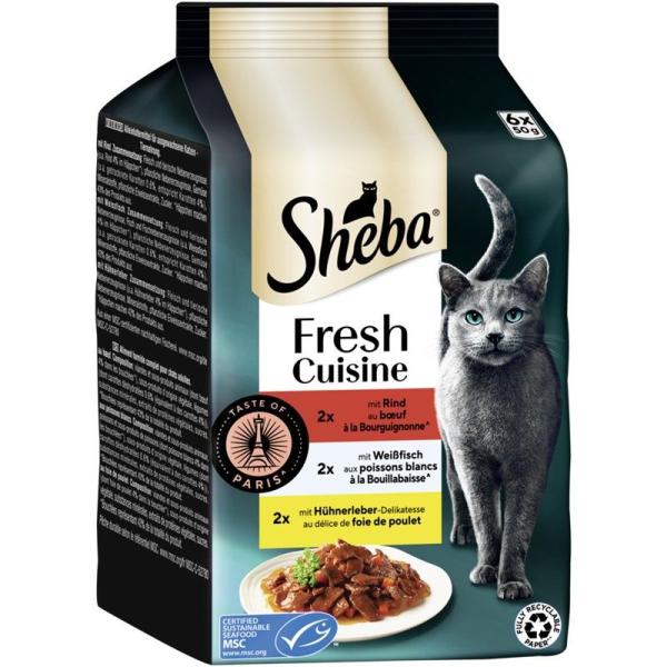 ARDEBO.de Sheba P.B. MP Fresh Cuisine Taste of Paris Rind, Weissfisch & Hühnerleber 6x50g