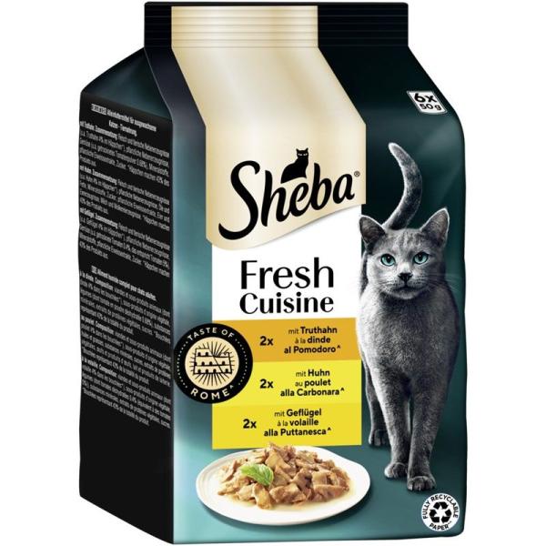 ARDEBO.de Sheba P.B. MP Fresh Cuisine Taste of Rome Truthahn, Huhn & Geflügel in Sauce 6x50g
