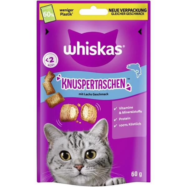 ARDEBO.de Whiskas Knuspertaschen mit Lachs Geschmack 60g