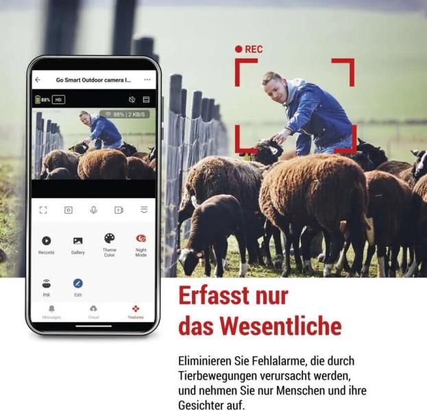 EMOS H4058 GoSmart rotierende Outdoor IP-Kamera, 4G/LTE, IP-6000, OWL, grau (3024040580)