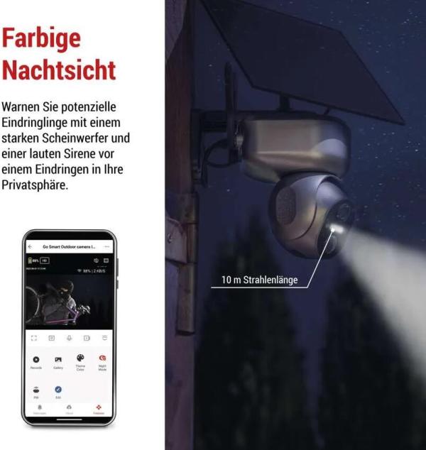 EMOS H4058 GoSmart rotierende Outdoor IP-Kamera, 4G/LTE, IP-6000, OWL, grau (3024040580)