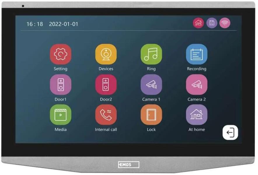 EMOS H4021 GoSmart 7" Zusatzmonitor IP-750B für Video-Türsprechanlage IP-750A, 145×205×12mm, silber (3010040210 )