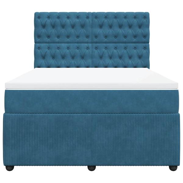 Boxspringbett mit Matratze Blau 140x200 cm Samt