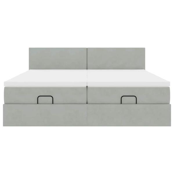 Ottoman-Bett mit Matratzen Hellgrau 200x200 cm Samt