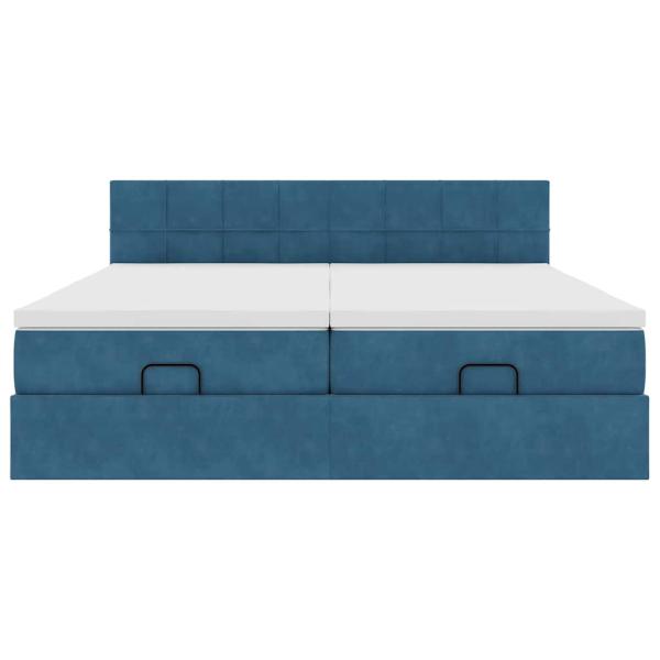 Ottoman-Bett mit Matratzen & LEDs Dunkelblau 180x200 cm Samt