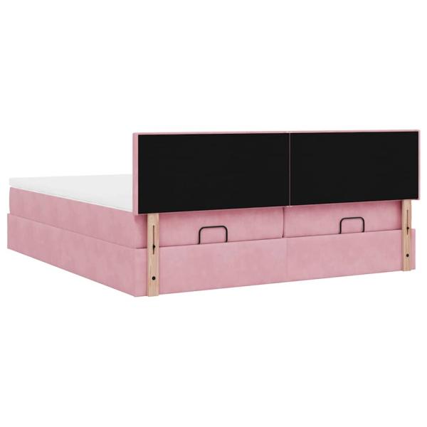Ottoman-Bett mit Matratzen & LEDs Rosa 180x200 cm Samt